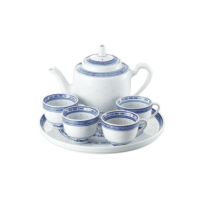 カンダ ホタル陶器 花 6斗大茶具 トレーφ263mm急須750cc 1点