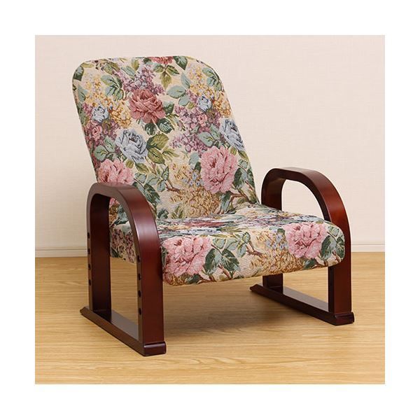 谷村実業 立ち座りらくらく座椅子 ミドルタイプ リクライニング ゴブラン 花柄 TAN-100M-GOB WWW_KANDAIZUMI_COM