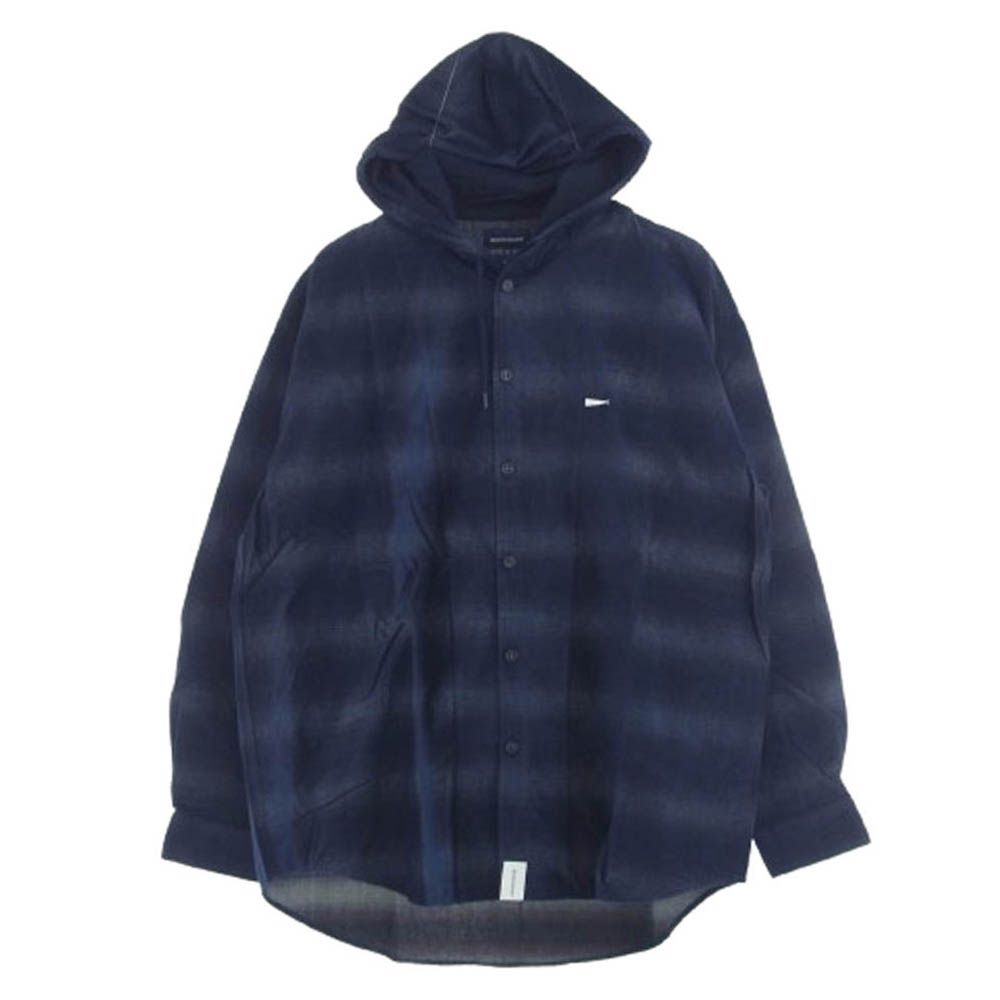 DESCENDANT ディセンダント 232WVDS-SHM04 MULE HOODED STRIPE LS SHIRT フード付き シャツ ブルー系 3 新古品