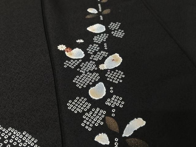 平和屋着物○訪問着 絞り 刺繍 枝花文 金糸 金彩 正絹 逸品 AAAV9108np