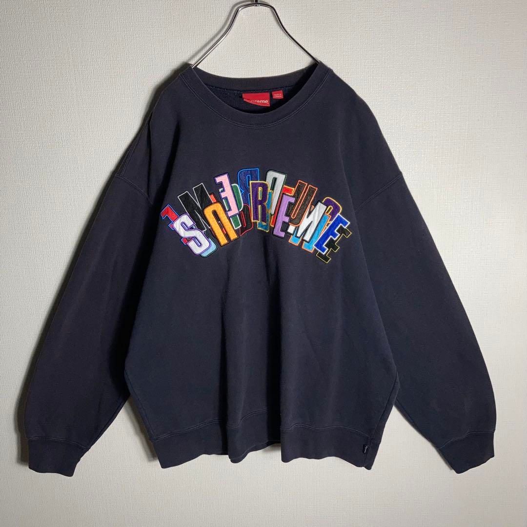 【人気Lサイズ】Supreme ビッグロゴ刺繍 パネルド スウェット トレーナー SUPREME スウェット ビッグロゴ 刺繍ロゴ 紺 XL - メルカリ