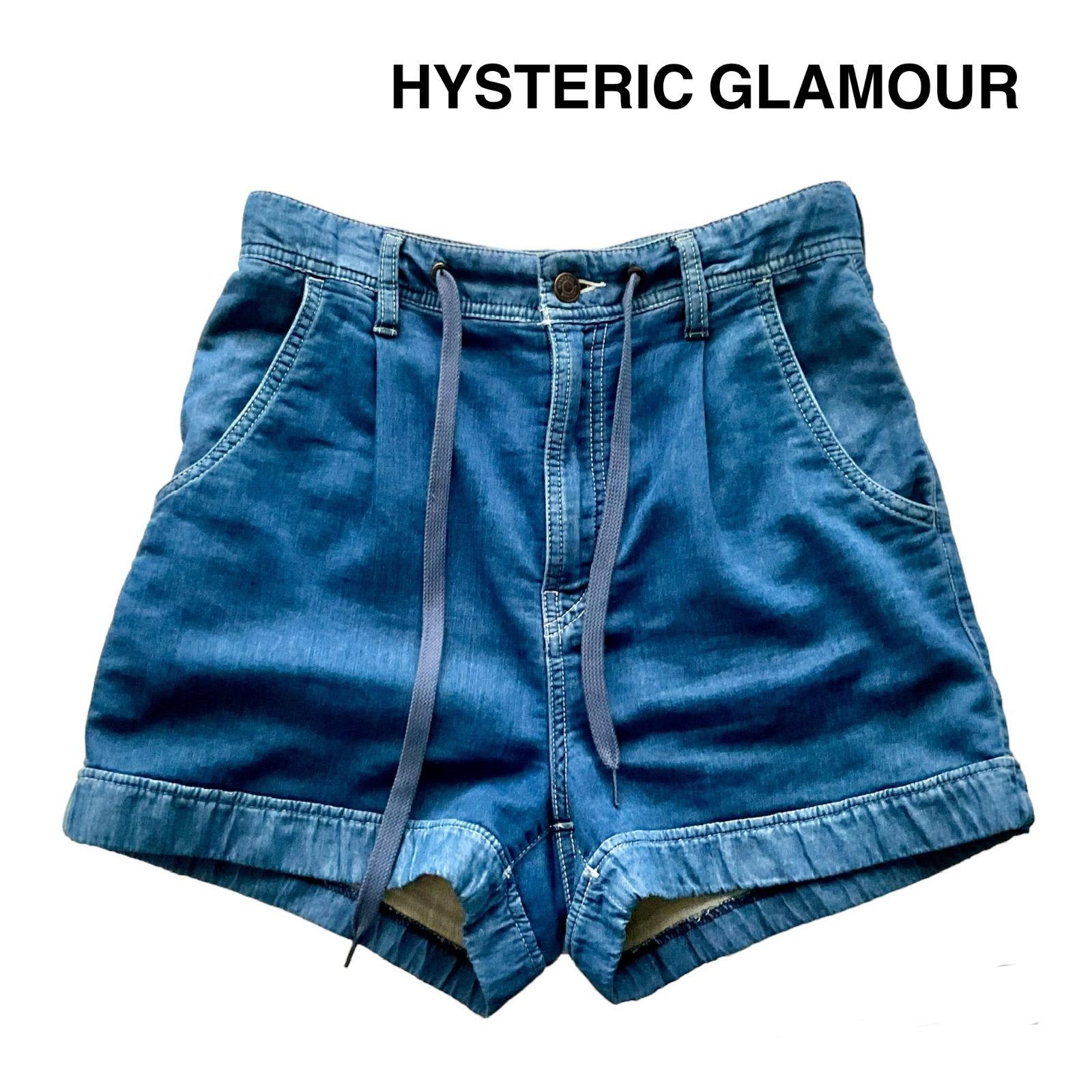 美品】HYSTERIC GLAMOUR ヒステリックグラマー デニム風 やわらか ハーフパンツ ショートパンツ レディース デニムブルー サイズXS  正規品 - メルカリ