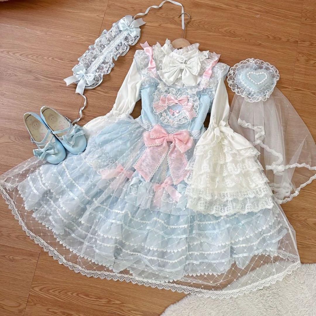 水色フリルロリータドレス お嬢様 めめしい メイド衣装 可愛いドレス　フェチ仮装 Amazon.co.jp: [スムーズ] お嬢様 めめしい かわいい メイド衣装