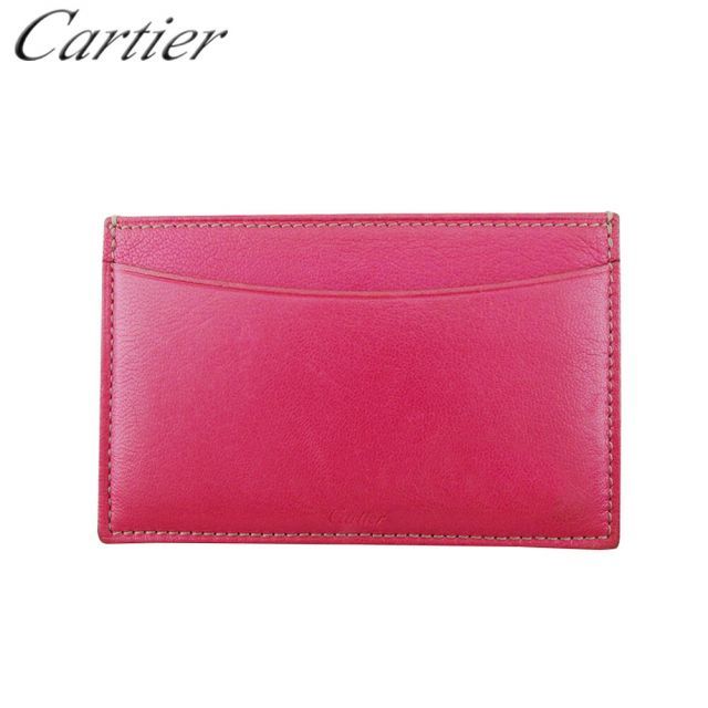 Cartier エナメルロゴ入り ピンク 長財布 カルティエ CARTIER 長財布