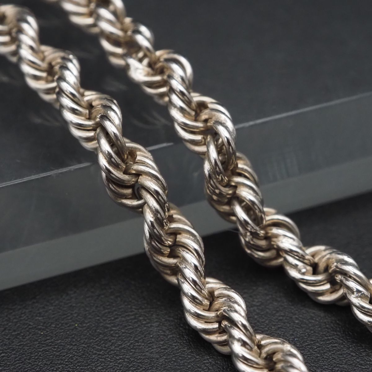 F652 ヴィンテージ 925刻印 ブレスレット ロープチェーン