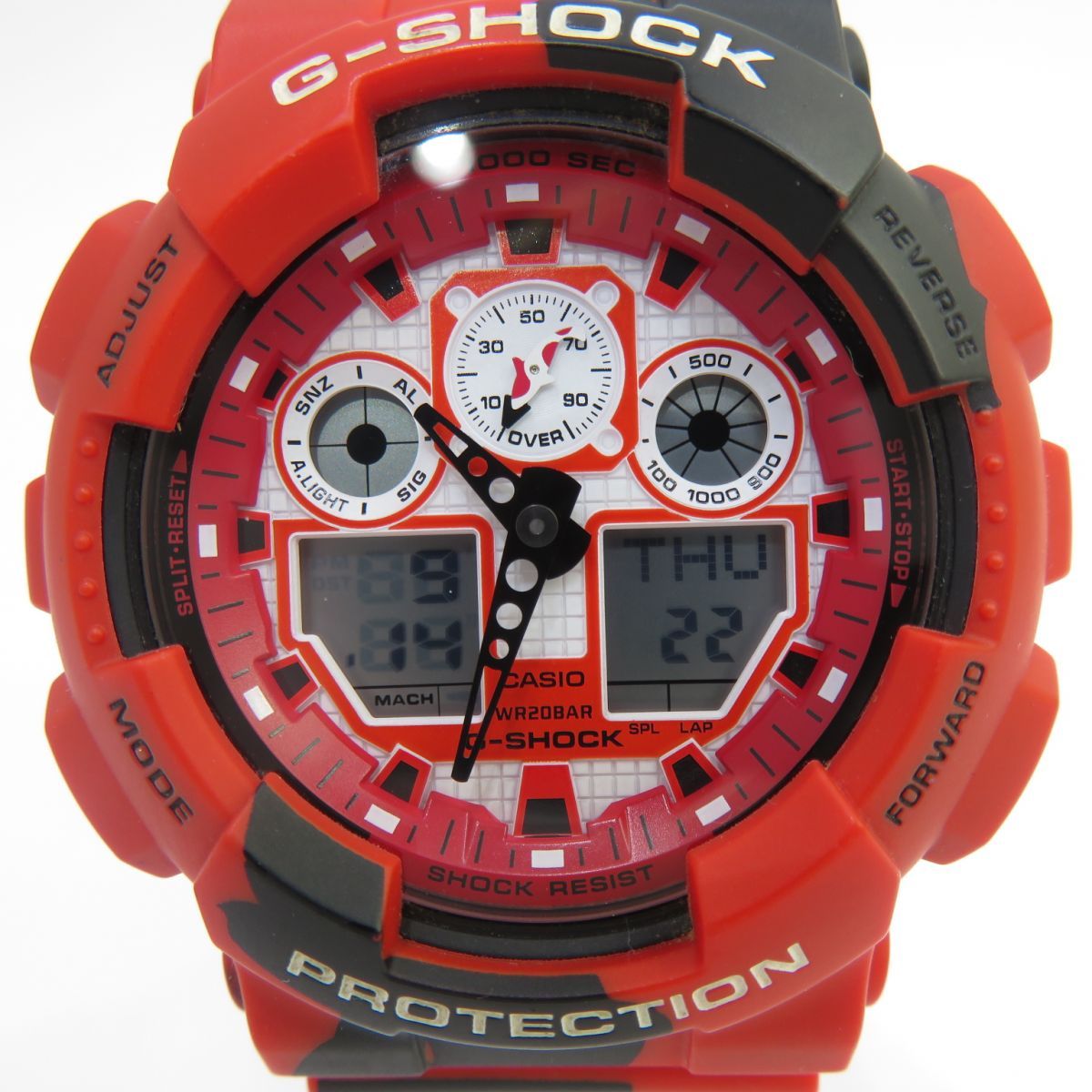 カシオ メンズ腕時計G-SHOCK GA-100JK-4AJR 錦鯉 アナデジ クオーツ 未使用 ブラック レッド CASIO  | ジーショック 電池式 QZ 黒 赤 ブランド ウォッチ ファッション 美品 プレゼント