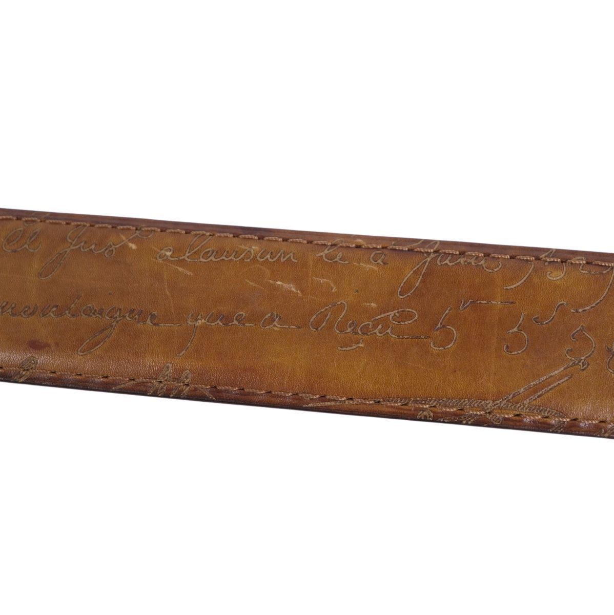 美品　berluti　ベルルッティ　カリグラフィ　レザー　ベルト 美品 ベルルッティ Berluti ベルト レザーベルト バックル