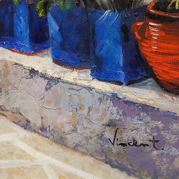 F20 ◎ 油彩画 「南フランス、コリウールを望む」 B・L・ヴィンセント