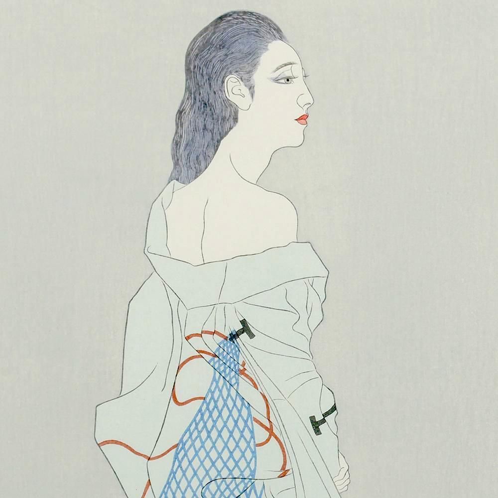 真作】【WISH】加山又造「干網」木版画 8号大 1992年作 直筆