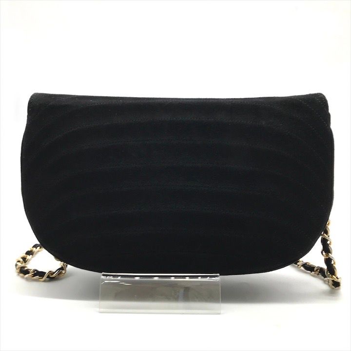 美品 CHANEL シャネル ココマーク スエード ハーフムーン ターンロック ヴィンテージ チェーン ショルダー バッグ ブラック 黒 a8758 美品 CHANEL シャネル ココマーク スエード ハーフムーン ターンロック