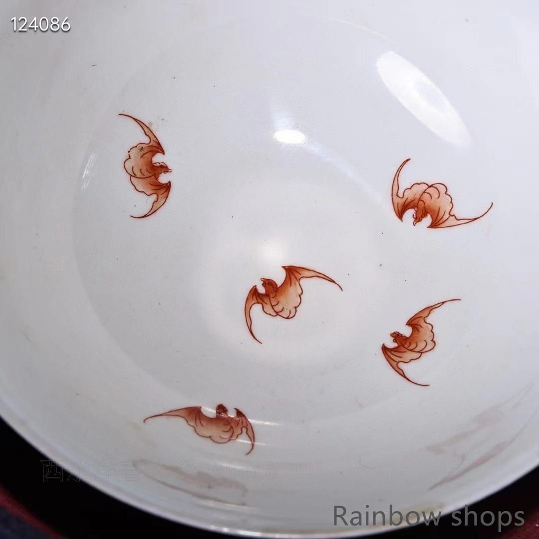 中国古美術・珍品旧蔵・純手描き·粉彩磁器ボウル·箱付・置物・食器