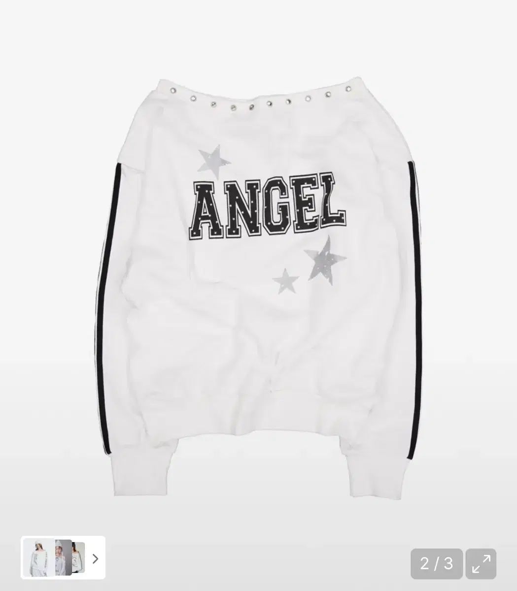 EXE のセットアップ EYELET ANGEL MTM WHITE エンブロイダリー トレーナー