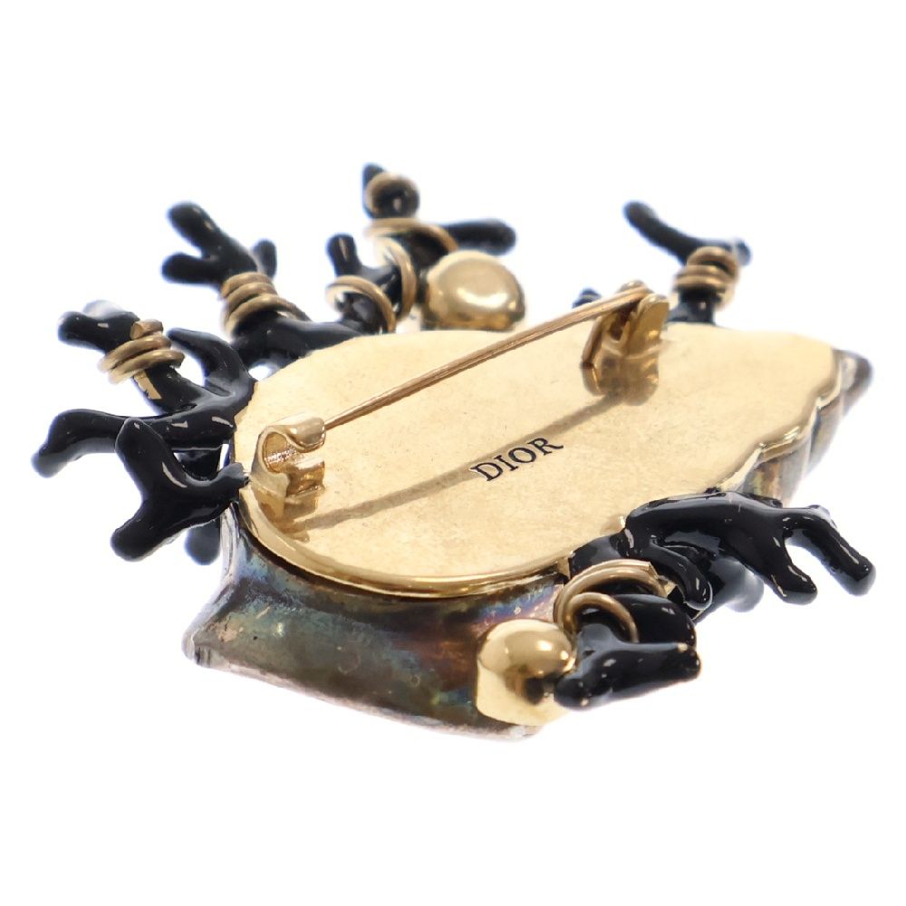 【Dior】シェルブローチ /シルバー＆ゴールド DIOR (ディオール) ラインストーン シェルブローチ シルバー