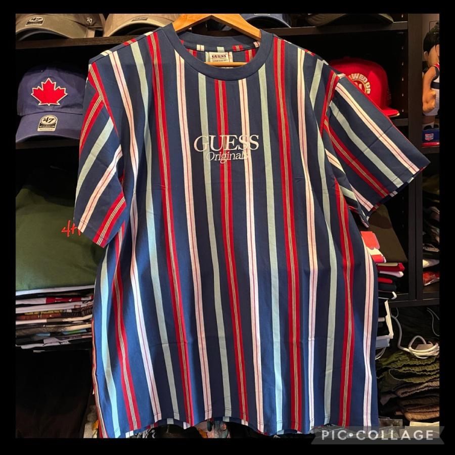 GUESS GO SS MURREN STRIPE TEE MANOR BLUE STRIPE Lサイズ