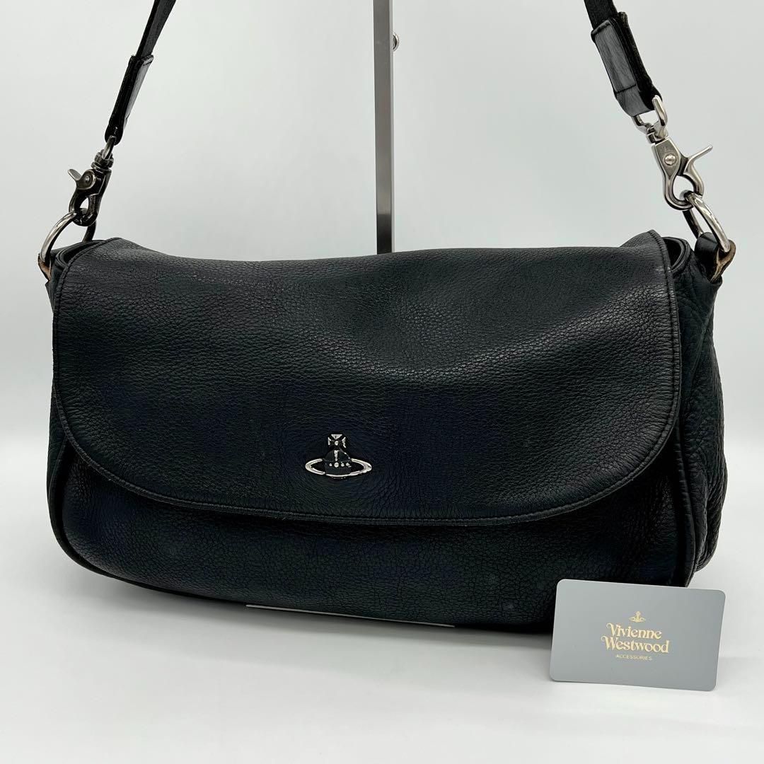 【良品】Vivienne オールレザー フラップバッグ ショルダーバッグ 良品】Vivienne オールレザー フラップバッグ ショルダーバッグ