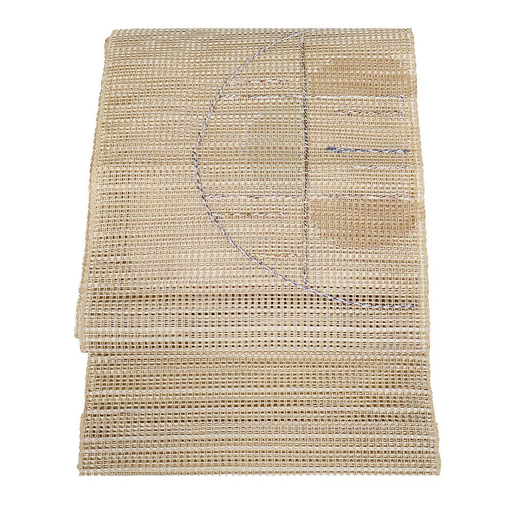 羅 名古屋帯 正絹 薄緑 刺繍 丸 縞 ロングサイズ N2980 未使用品 夏物
