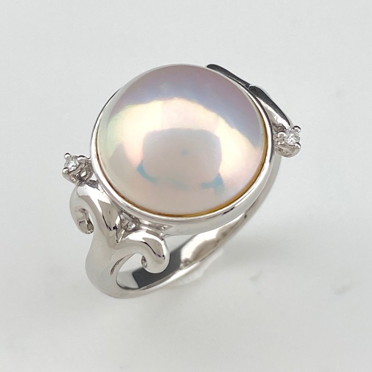 タサキ TASAKI パール デザインリング プラチナ 指輪 メレダイヤ 真珠