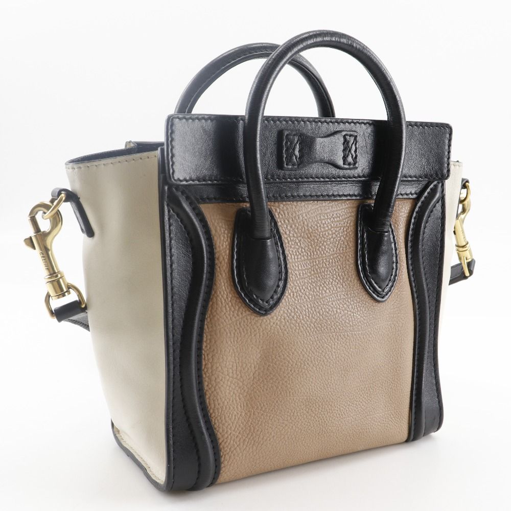 CÉLINE ブラック /ラゲージナノ/ショルダーストラップ付 CELINE 送料無料 セリーヌ ラゲージ ナノショッパー ショルダー