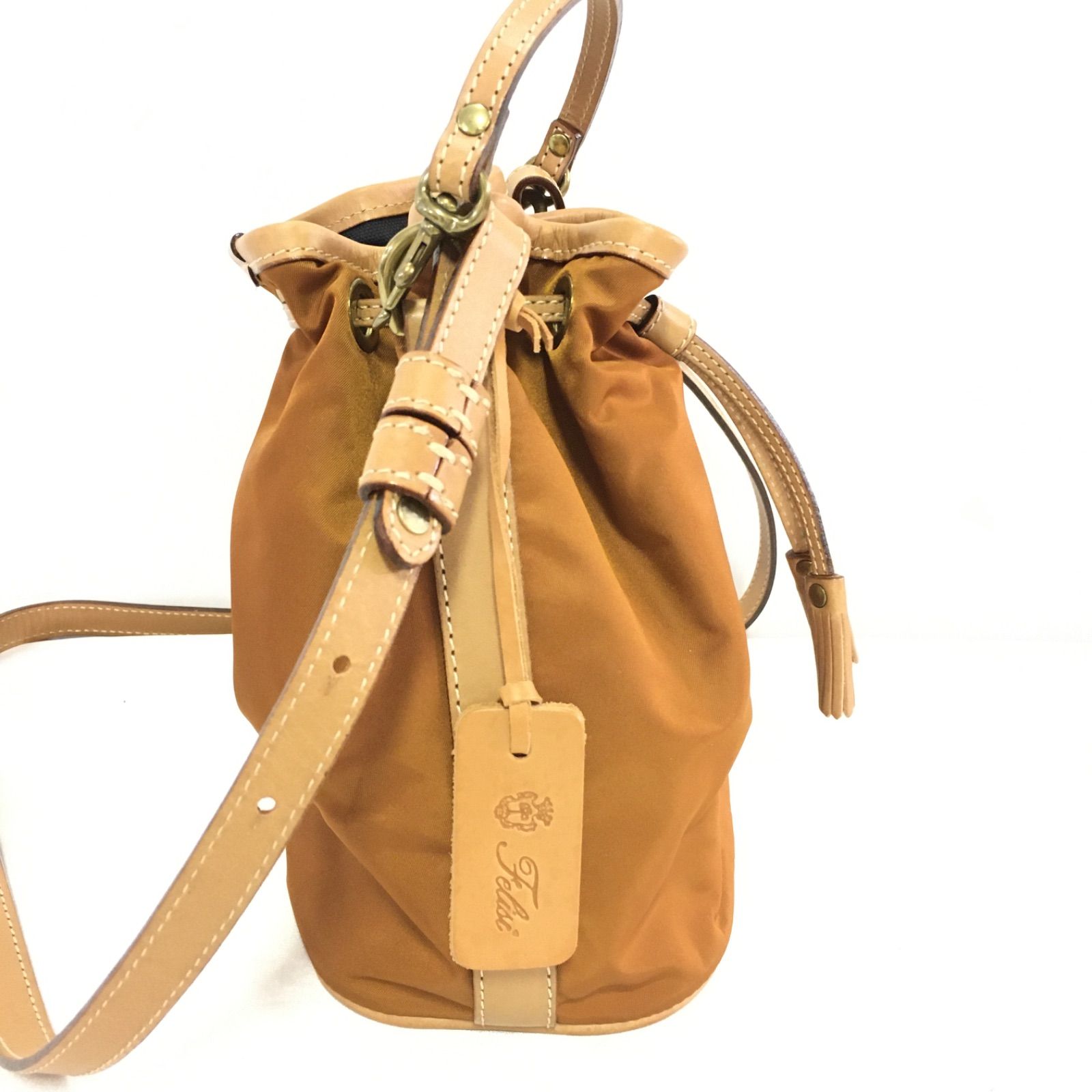 美品】Felisi フェリージ ショルダーバッグ 巾着 ブラウン レディース 