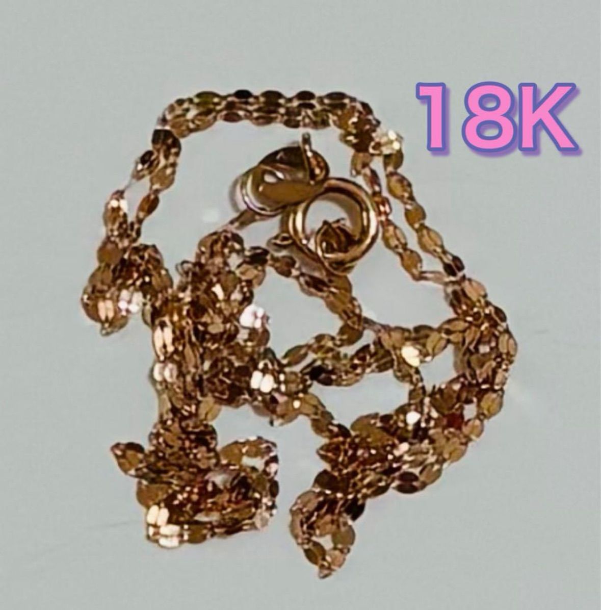 18k ペタル チェーン ネックレス ピンク ゴールド k18 PG 刻印有り 