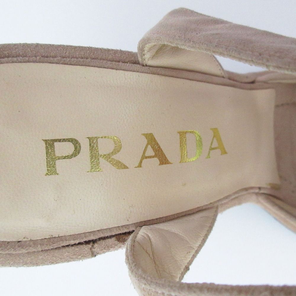 PRADA プラダ スエードオープントゥ アンクルストラップサンダル
