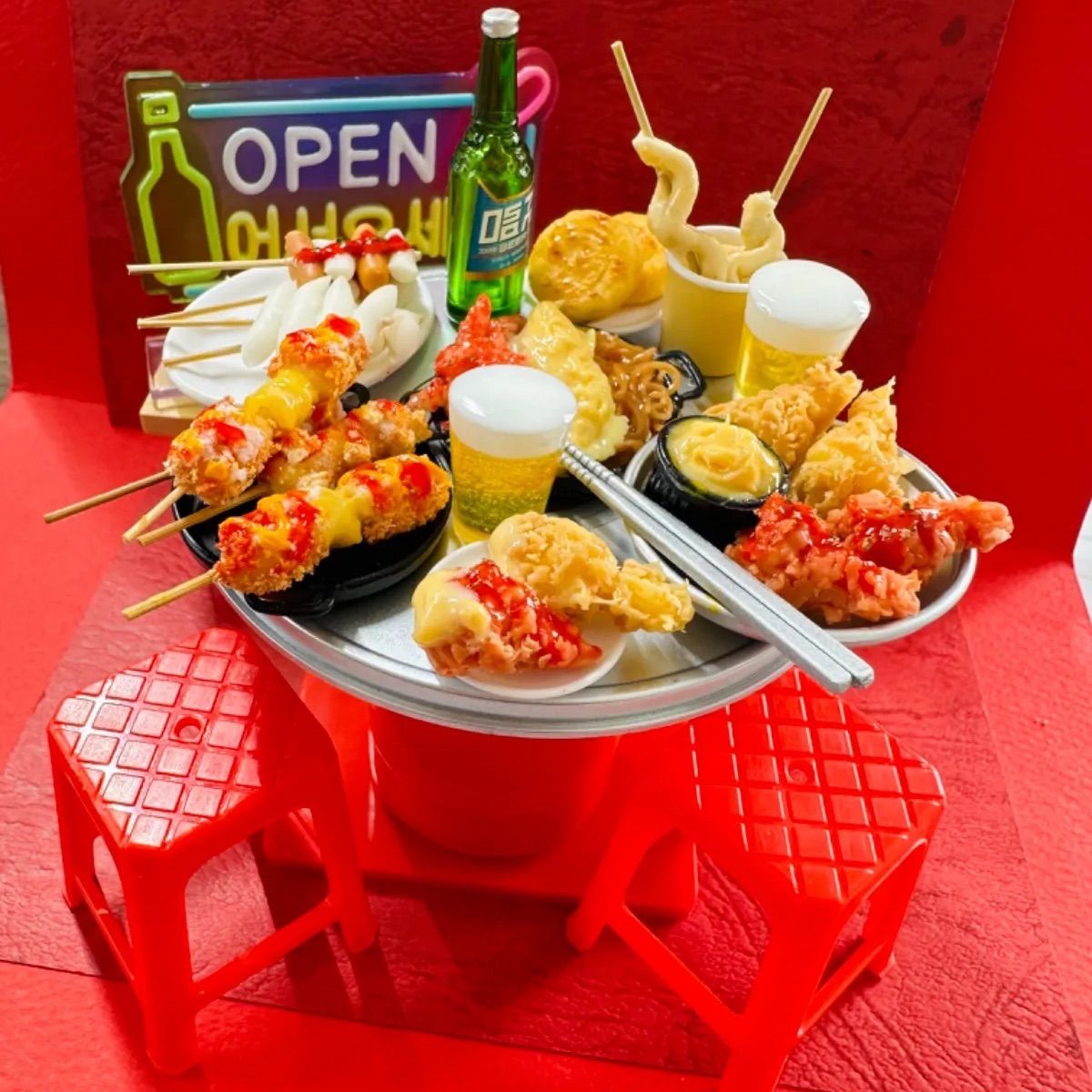 394 韓国屋台セット ⭐️ミニチュアフード 韓国屋台 韓国料理 ドール