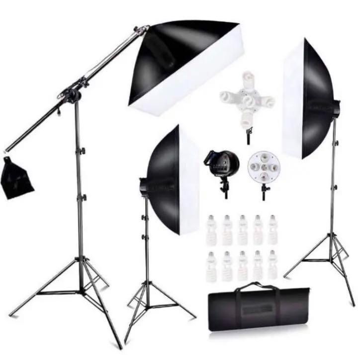 ❤超豪華33点フルセット❣本格的なプロ級のスタジオ撮影OK♪❤撮影照明キット4x25ＷCFL電球