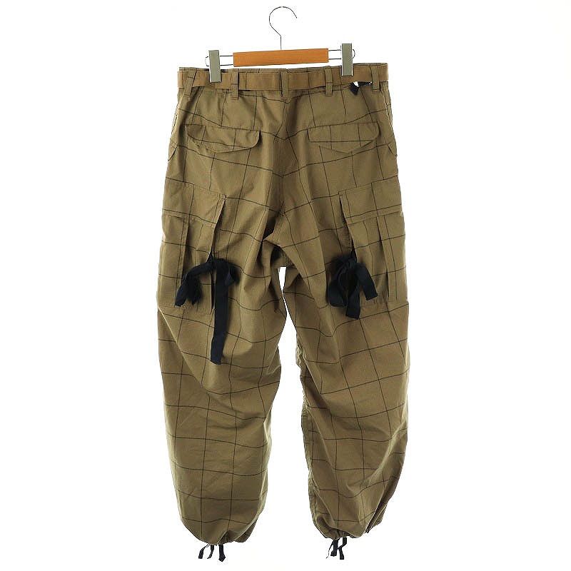 sacai チェック柄トラックパンツ sacai サカイ 18AW ウールグレンチェックパンツ 0 ブラウン
