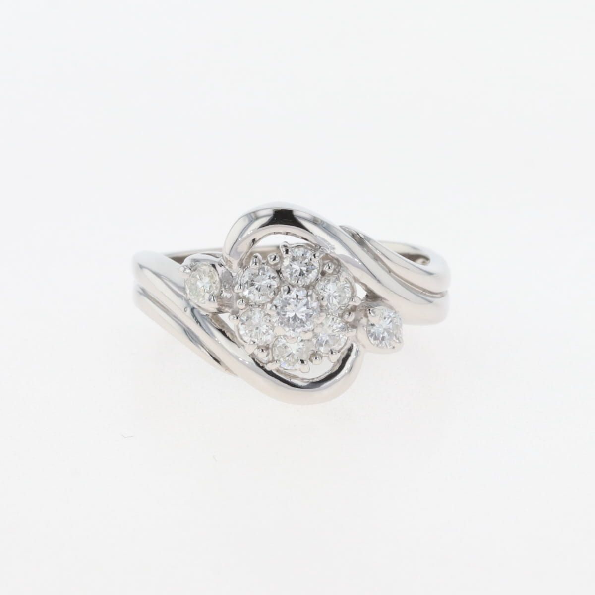 フラワーモチーフ デザインリング プラチナ 指輪 メレダイヤ 花 リング  