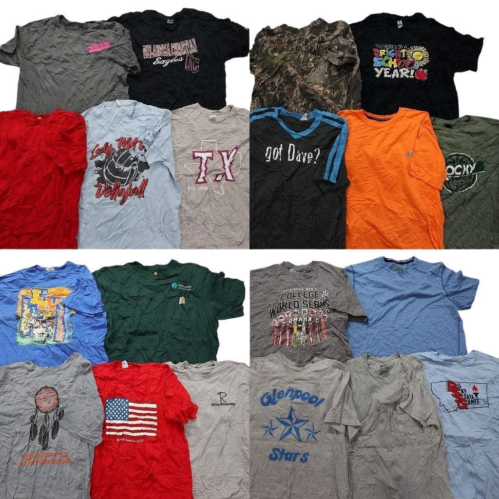 古着卸 まとめ売り カラーmix プリント 半袖Tシャツ 20枚セット (メンズ L ) 星条旗 アディダス リアルツリー 中古 古着 MY7365