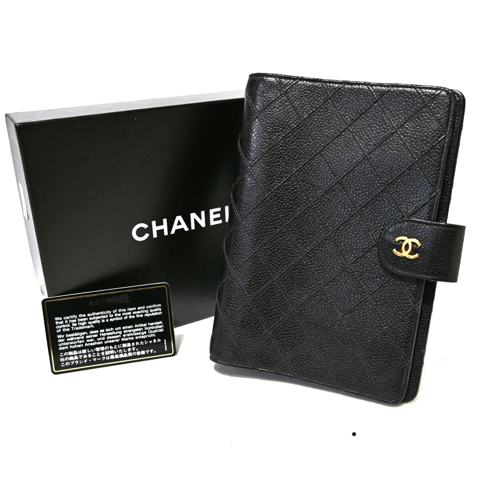 CHANEL シャネル キャビアレザー ビコローレ 手帳カバー ブラック
