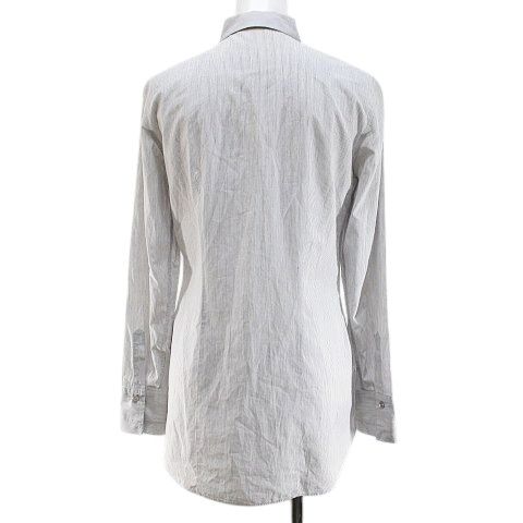 ブルネロクチネリ BRUNELLO CUCINELLI ストライプ柄 長袖 シャツ ブラウス S 灰系 グレー 比翼ボタン イタリア製