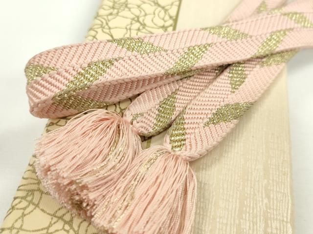 平和屋本店 上 有職組紐道明 帯締め 笹浪組 珊瑚色 金糸 宮内庁御用 国立博物館御用 東京芸術大学御用 CXAA0602s5