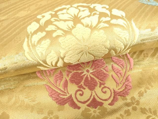 袋帯 金彩 美しい加工 唐織 正絹 AO-3645 袋帯 金彩 美しい加工 唐織 正絹 AO-3645