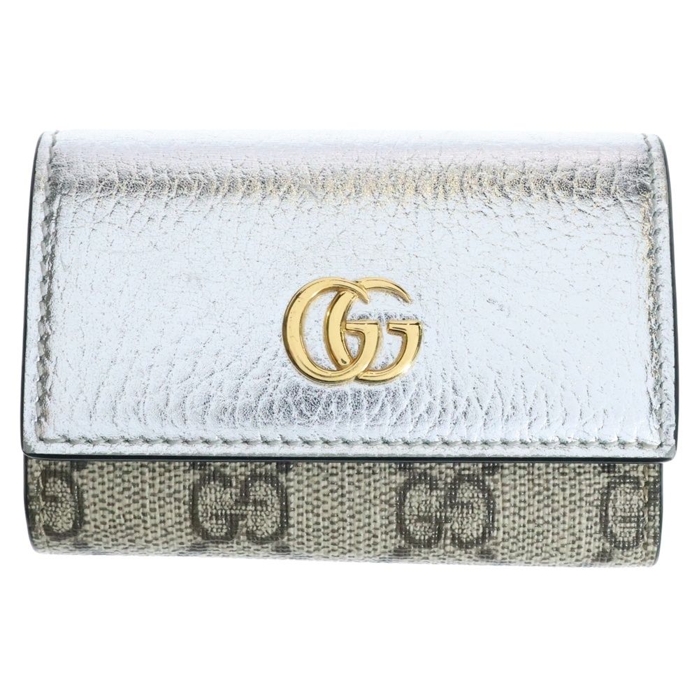 GUCCI (グッチ) GGマーモント ロゴ6連レザーキャンバスキーケース 日本  