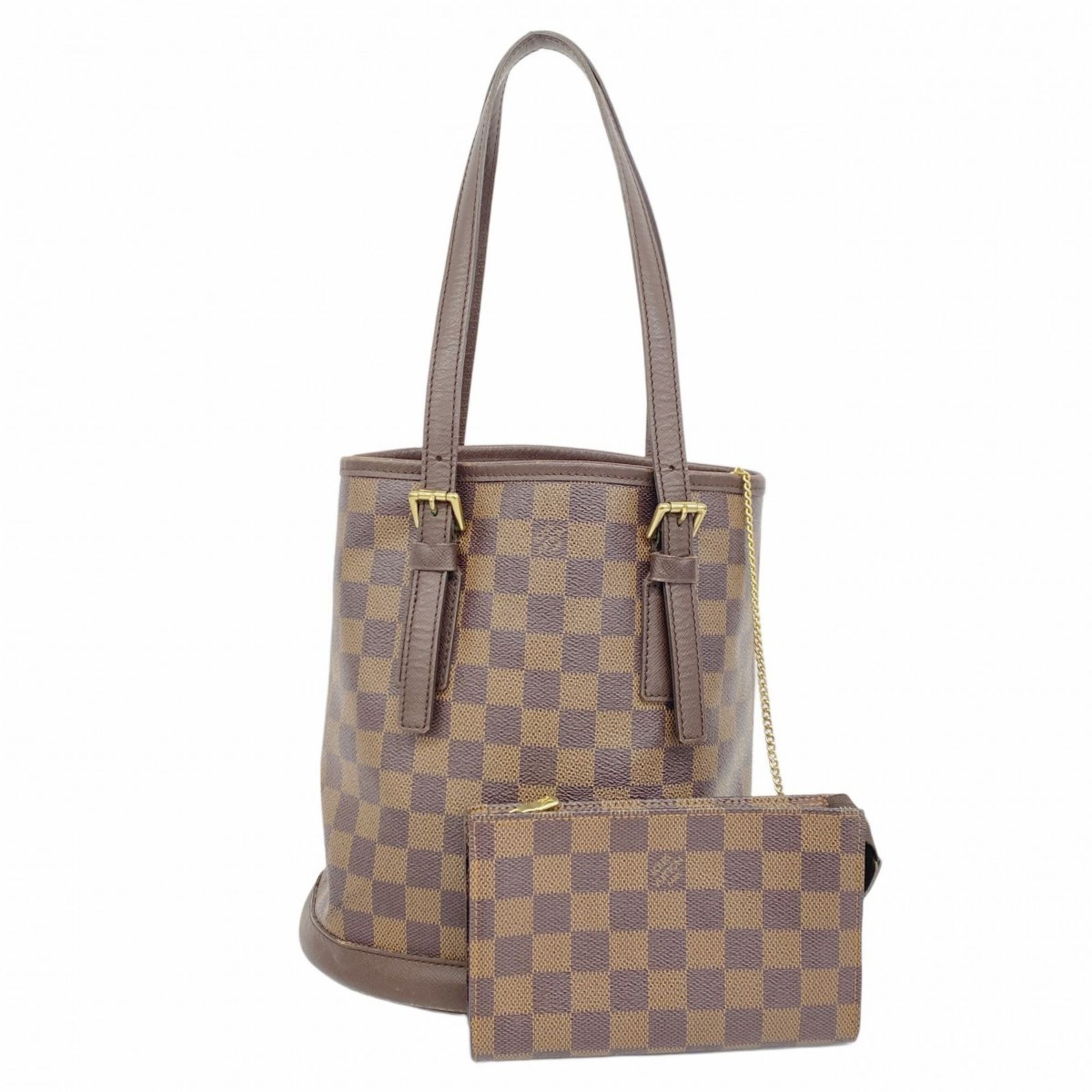 美品　LOUIS VUITTON マレ　ダミエ・エベヌ　トートバッグ　ポーチ付き 名古屋】ルイヴィトン マレ N42240 ダミエ エベヌ トートバッグ
