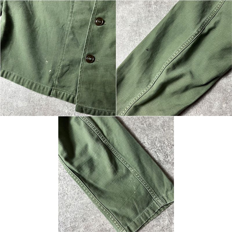 50s US ARMY 米軍実物 OG-107 コットン サテン ユーティリティ シャツ