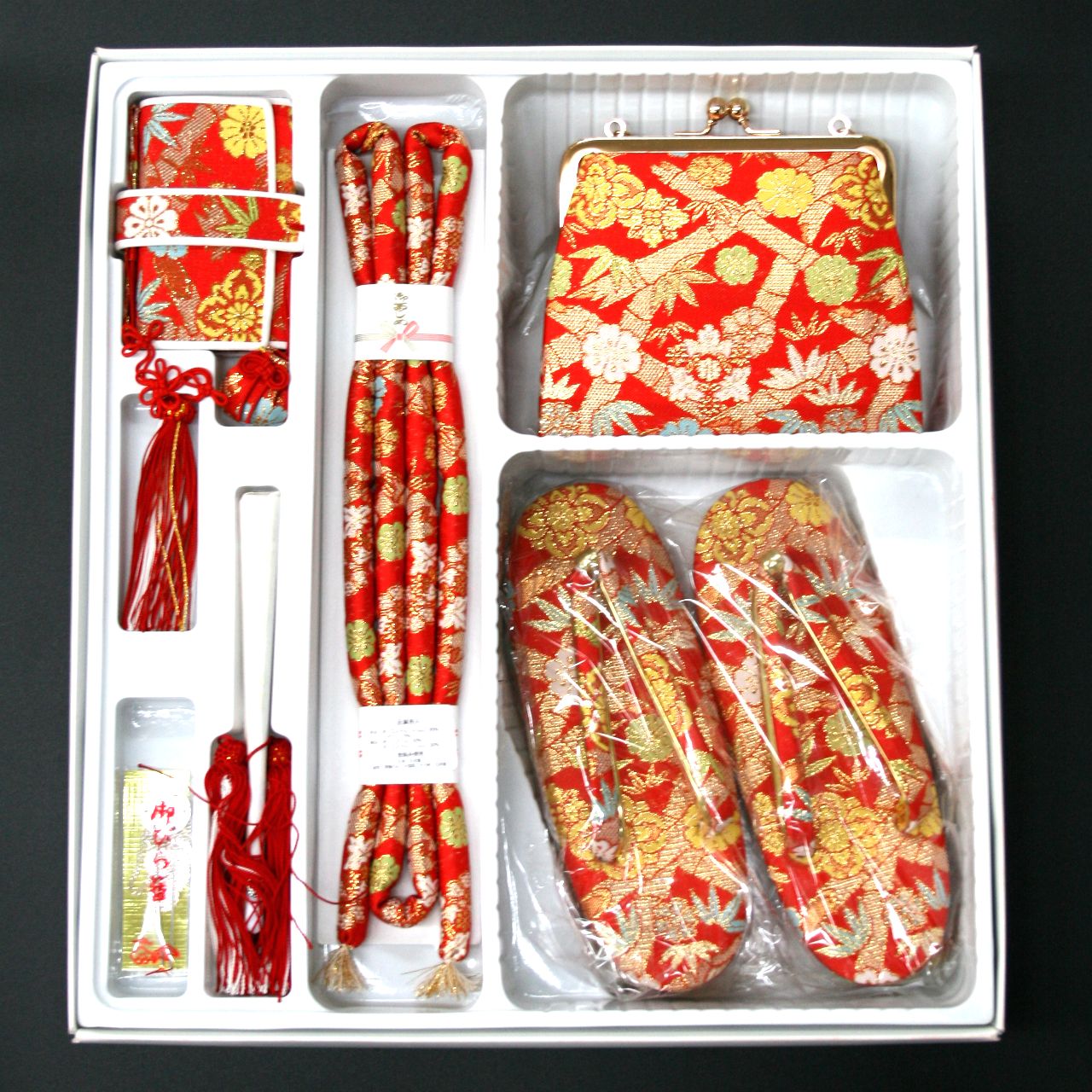 七五三 7歳 はこせこセット 筥迫セット 四つ身用 草履 バッグ 筥迫 帯締め ビラカン 扇子