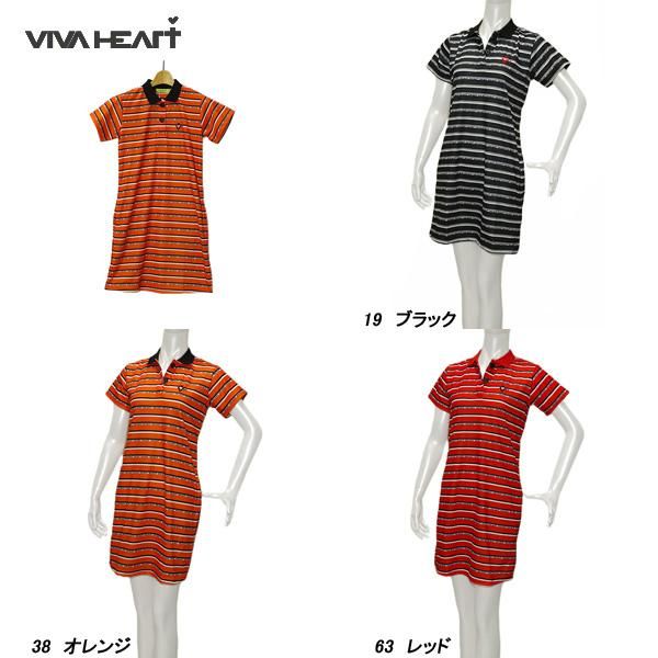 ビバハート VIVA HEART レディース 春夏 吸水速乾 ロゴボーダープリントカノコ 半袖ワンピース 012-62341