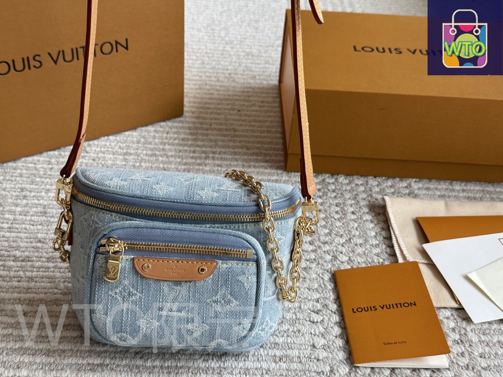 YUYUYUサマ　専用出品 今日特価】LV サマーリミテッド ライトデニム ミニワイドバッグ