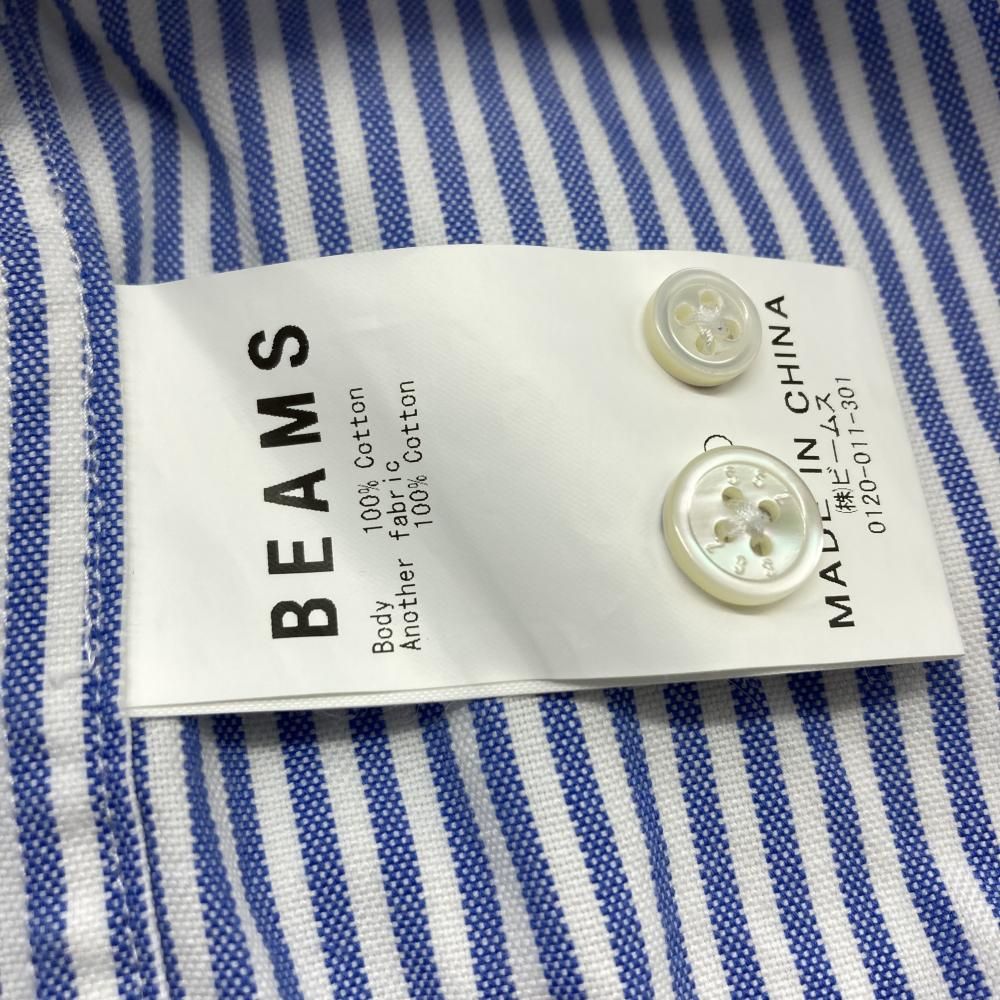 中古】BEAMS×SSZ 22AW ELBOW PATCH SHIRT ストライプ長袖シャツ サイズ