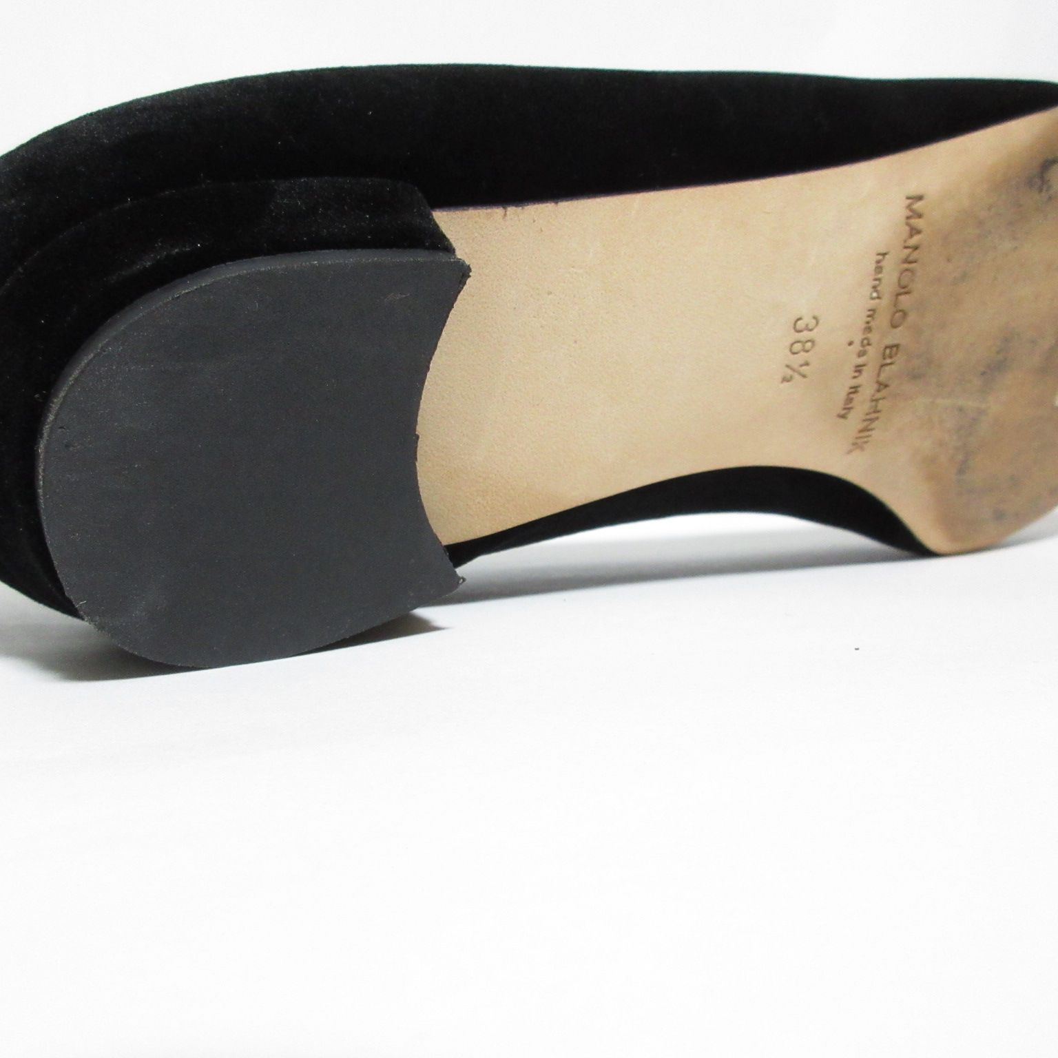 MANOLO BLAHNIK ハンギシ カーフレザー ブラック フラットパンプス マノロブラニク MANOLO BLAHNIK パンプス ハンギシ フラット