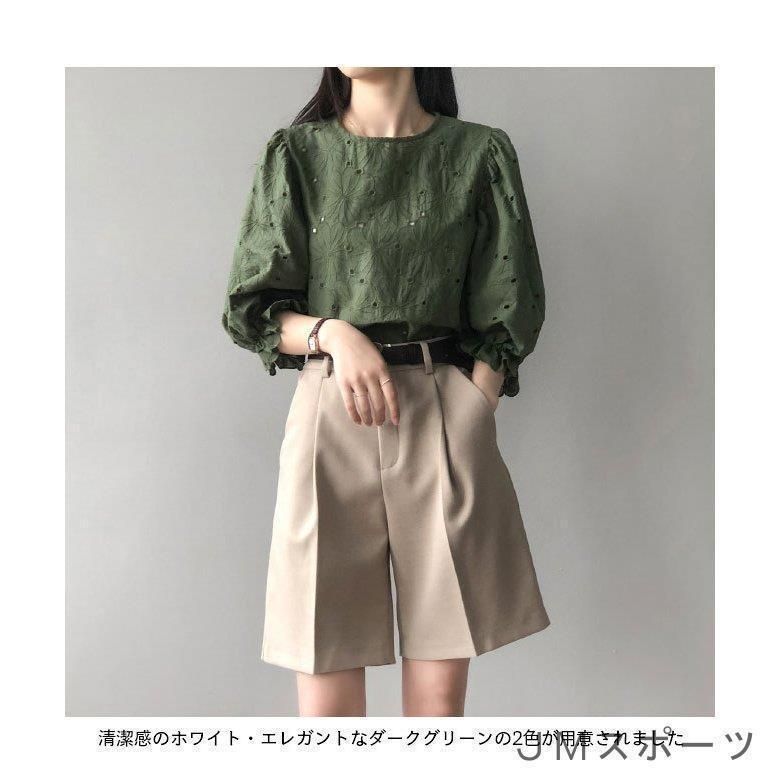 ブラウス 7分丈袖 森ガール レディース サマーブラウス ゆったり