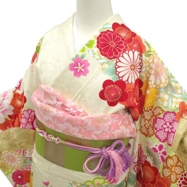 平和屋着物○豪華振袖 総絞り 舞花文 茶色地 正絹 逸品 AABD7597ph