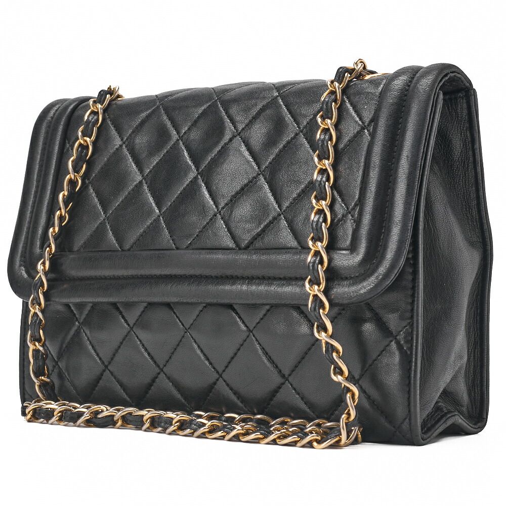 CHANEL シャネル チェーンショルダーバッグ マトラッセ ココマーク フリンジ ラムスキン 黒 ゴールド金具 レディースバッグ ハイブランド