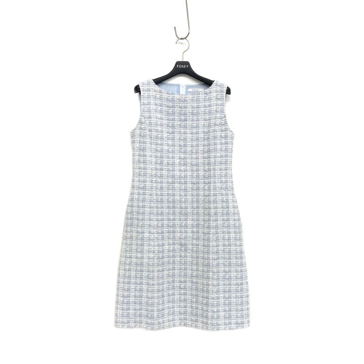 FOXEY フォクシー ツイードドレス ヴィクトリア ワンピース ブルー