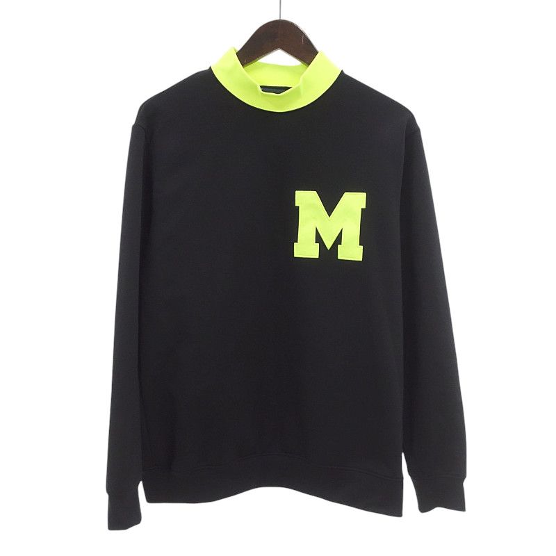 ムータ MUTA ゴルフ Mロゴ バイ モックネック プルオーバー カットソー ブラック×ネオンイエロー サイズ メンズ5