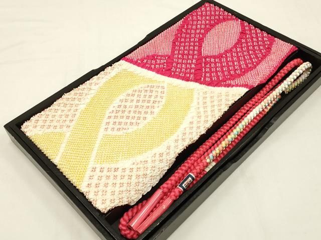 平和屋本店●和装小物 帯締め 帯揚げセット 振袖用 総絞り 暈し 正絹 AABC4211ay