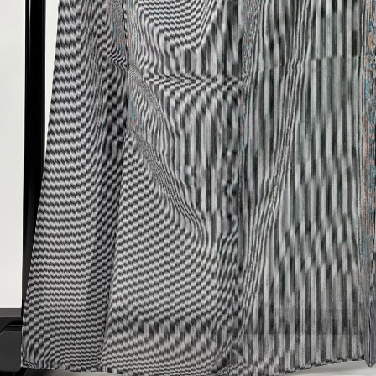 小紋 身丈166cm 裄丈69cm L 薄物 縦縞 黒 正絹