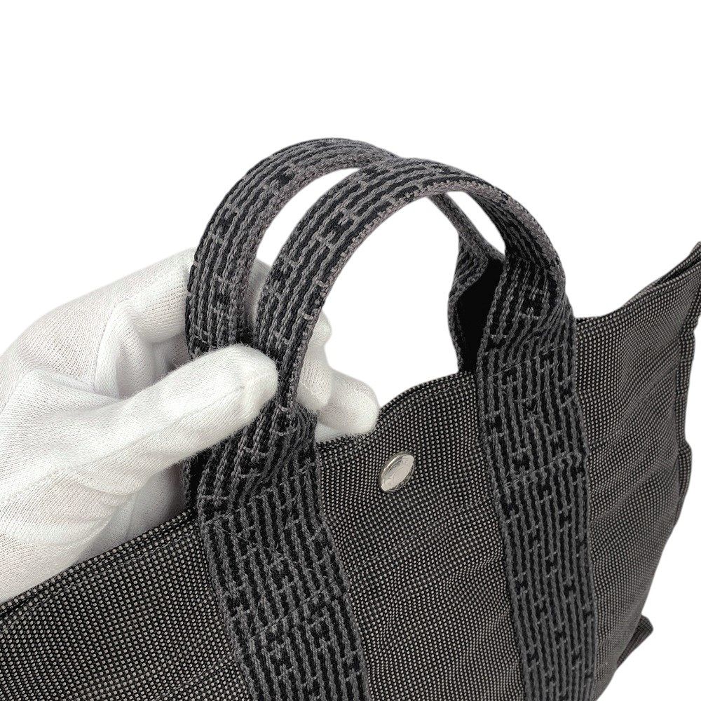 □美品□ エルメス エールライン トート PM バッグ キャンバス グレー